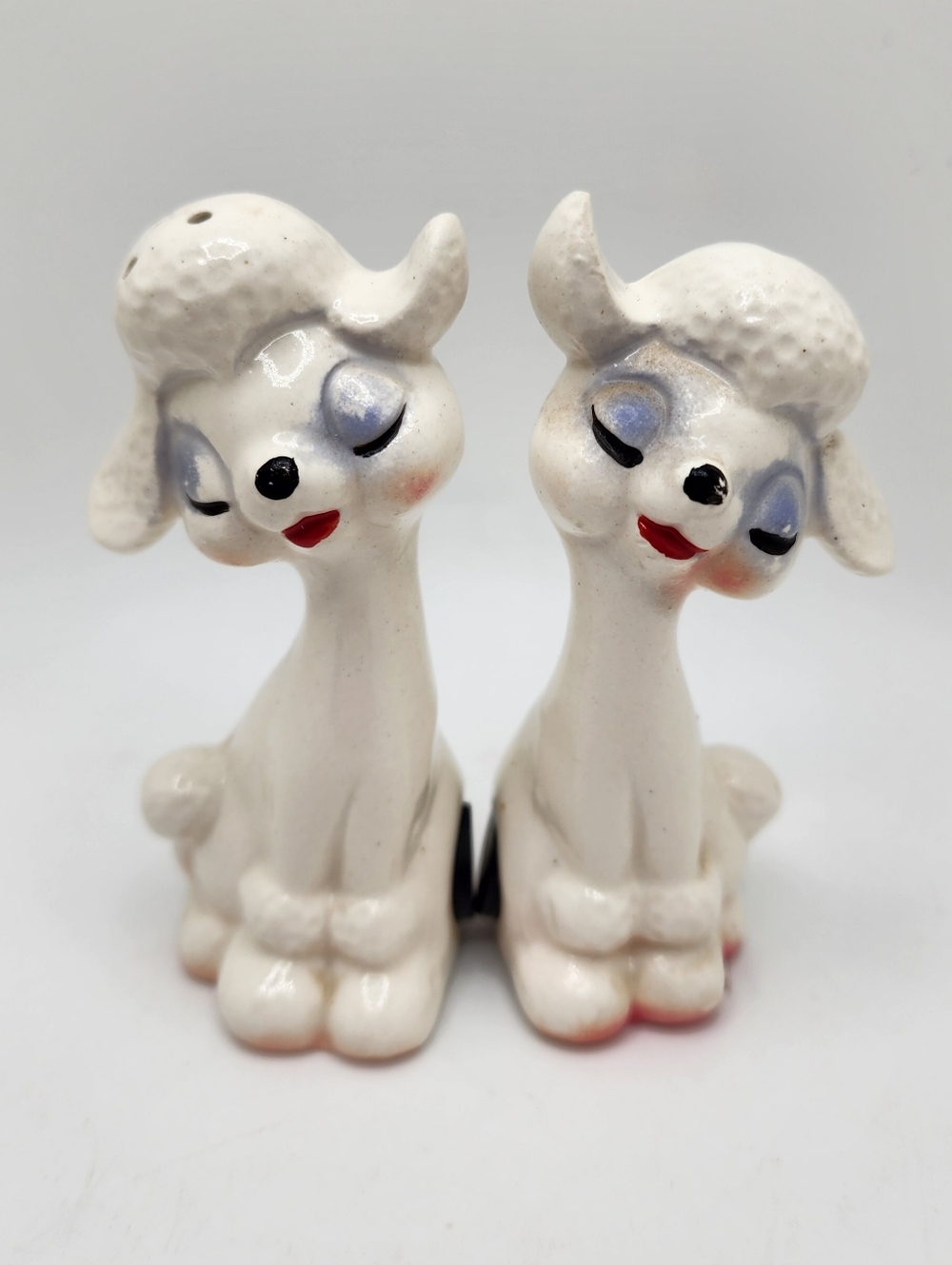 Vintage Kitschy Ceramic Poodle Salt and Pepper Shaker Set